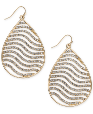 image of Thalia Sodi Gold-Tone Crystal Tiger Stripe Teardrop Drop Earrings, Created for Macy-s
