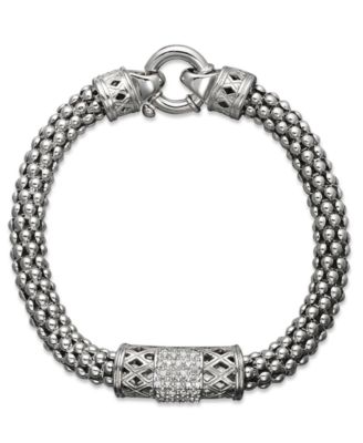 Diamond Barrel Bracelet In Sterling Silver (1/4 Ct. T.w.) - Macy's