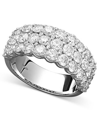 Diamond Three-Row Band Ring in 14k White Gold (3 ct. t.w.) - Rings ...