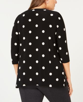 売れ筋商品|||アンクライン カットソー トップス レディース Plus Size Twist-Hem Cuffed-Sleeve Shirt Anne Black 楽天市場】anne klein（レディースファッション）の通販