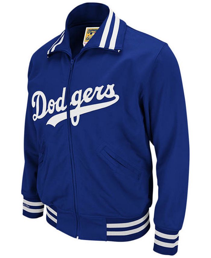 Los Angeles Dodgers Mens Jacket Pullover Mitchell & Ness Outline Satin Blue