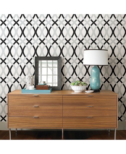 Brewster Home Fashions Black And Silver Lattice Peel And Stick