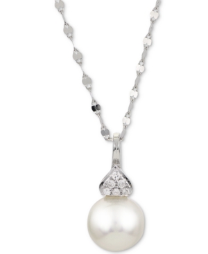 image of Cultured Akoya Pearl (7-1/2mm) & Diamond Accent 18