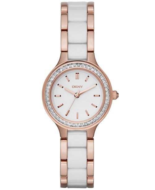 Dkny Women S Chambers Rose Gold Tone Stainless Steel White Ceramic Bracelet Watch 28mm Created For Macy S Reviews Watches Jewelry Watches Macy S