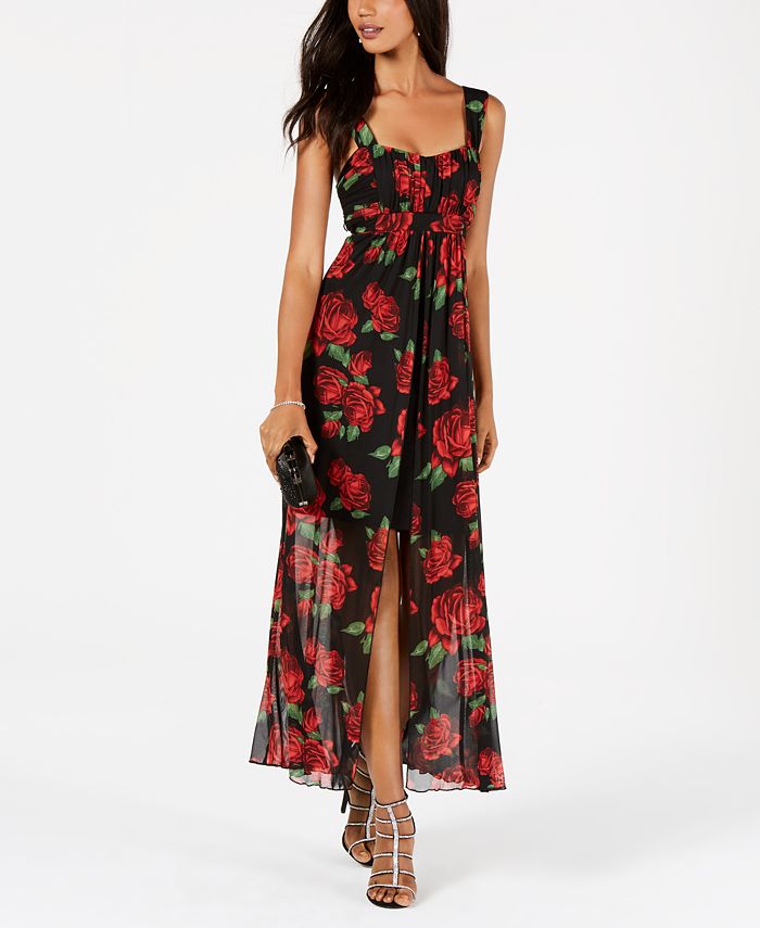 Connected Floral-Print Flyaway Maxi Dress - Macy's