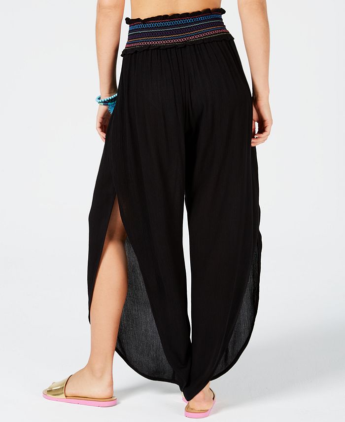 Bar III Side Slit Smocked CoverUp Beach Pants, Created for Macy's Macy's