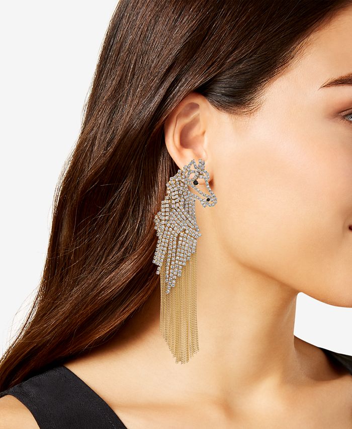 kate spade new york Gold Tone Pav Horse Fringe Drop Earrings Macy s
