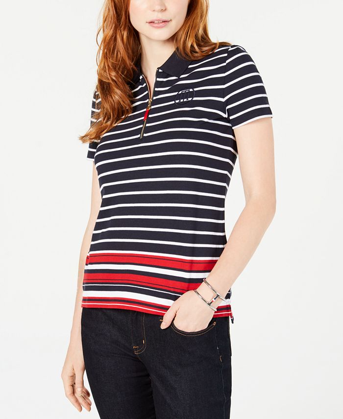 Tommy Hilfiger Striped Cotton Zip-Front Shirt, Created for Macy's - Macy's