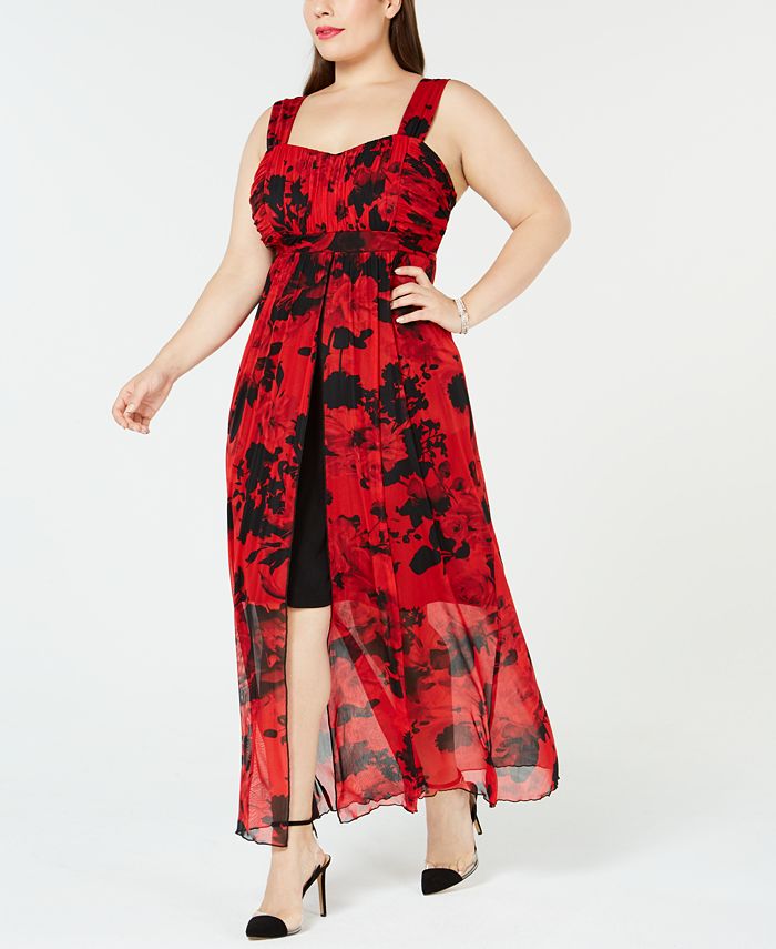 Macy's red high low hot sale dress
