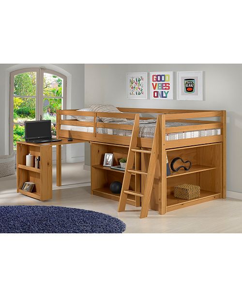 Roxy Junior Loft Bed With Storage Drawers Bookshelf And Desk