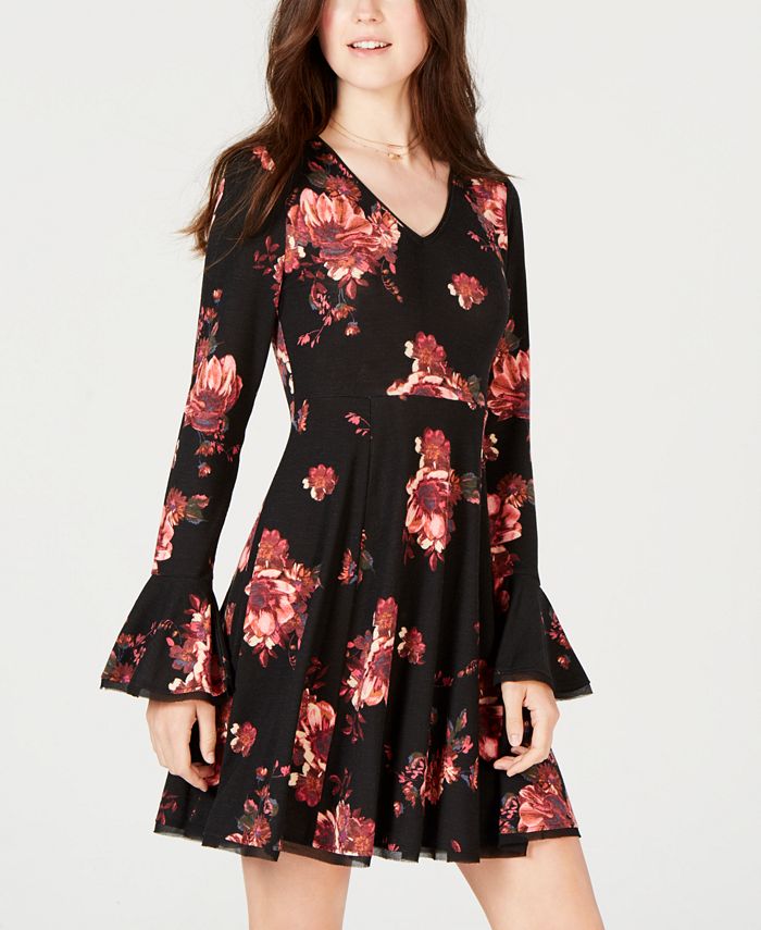 American Rag Juniors Printed Bell Sleeve Dress Created for