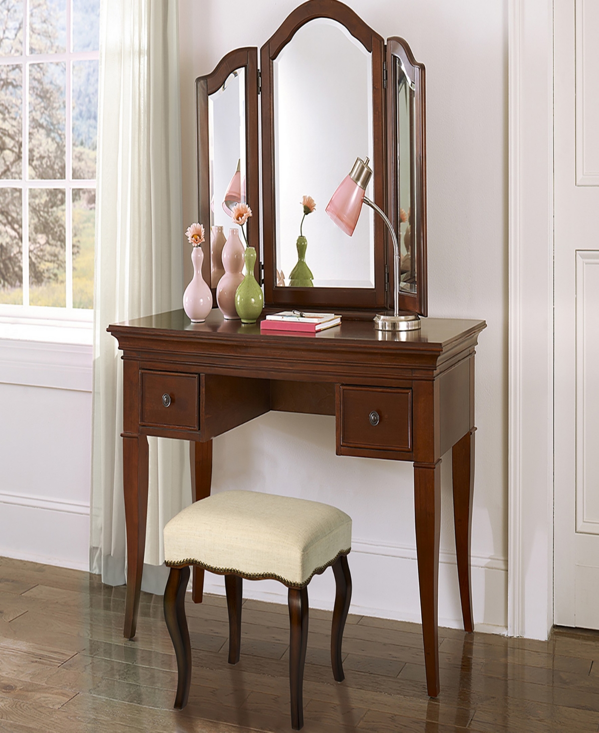 Hamilton Backless Vanity Stool with Nail Head Trim