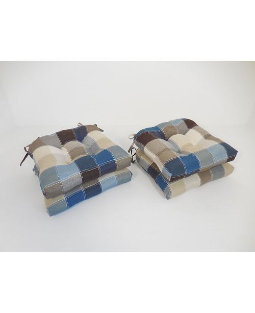 Arlee Home Fashions Harris Plaid Set of Four Chair Pad Seat Cushions