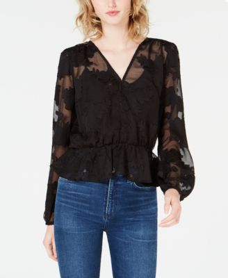 Bar III Burnout Peplum Top, Created For Macy's - Macy's