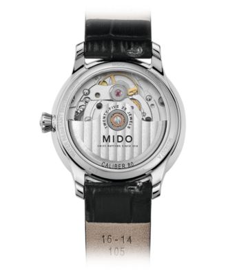 Women's Swiss Automatic Baroncelli II Diamond-Accent Black Synthetic Leather Strap Watch 27.9mm