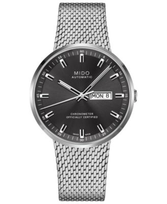 Mido - Men's Swiss Automatic Commander II Cosc Stainless Steel Mesh Bracelet Watch 42mm