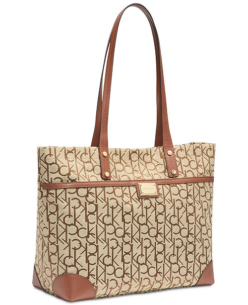 Calvin Klein Teodora Jacquard Signature Tote & Reviews - Handbags ...