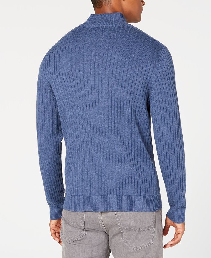 Alfani Mens Ribbed Full Zip Sweater Classic Fit Created For Macys And Reviews Sweaters Men