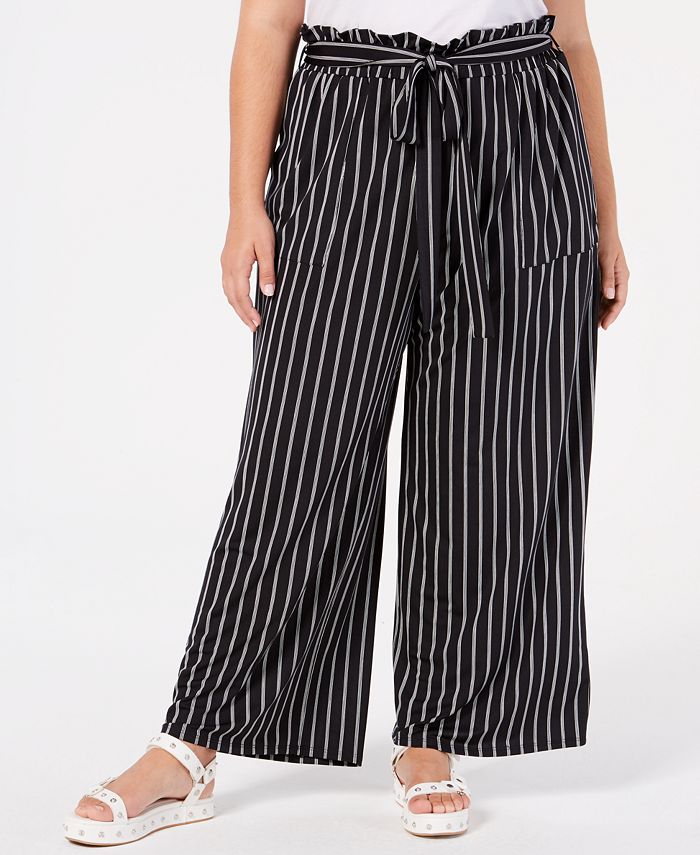 Monteau Trendy Plus Size Striped Wide-Leg Pants - Macy's