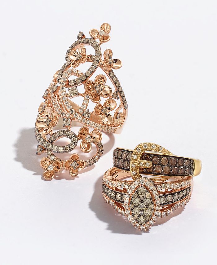 Le Vian - Diamond Fancy Scroll Floral Ring (1-1/6 ct. t.w.) in 14k Rose, Yellow or White Gold