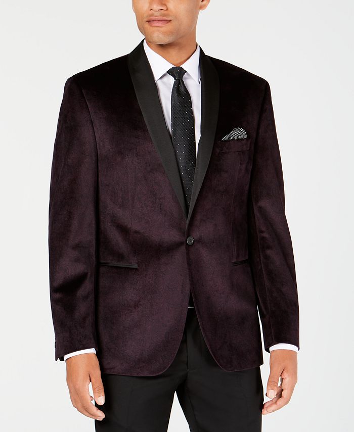 Ryan Seacrest Distinction Men s Modern Fit Burgundy Black Velvet