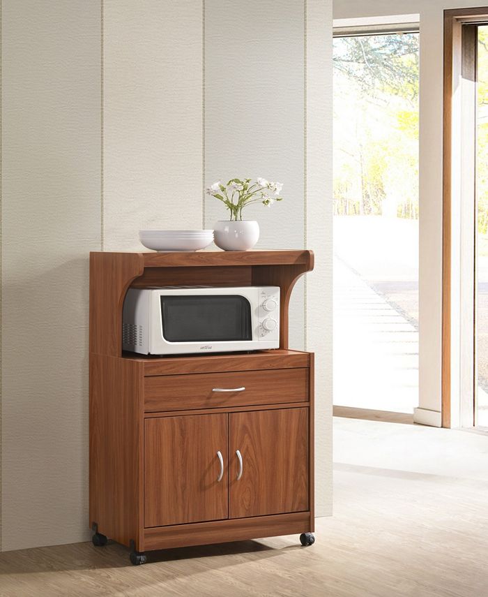 Hodedah Microwave Kitchen Cart in Cherry Macy's