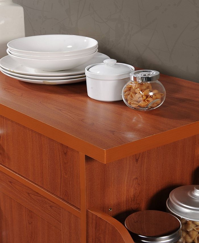 Hodedah Kitchen Island with Spice Rack plus Towel Holder in Cherry Macy's