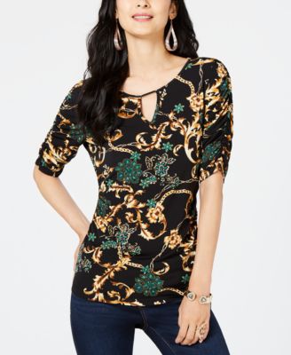 Thalia Sodi Printed Elbow Sleeve Keyhole Top Created for Macy s Macy s