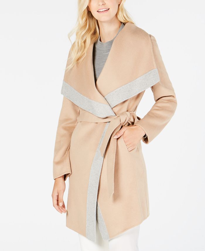 Michael kors belted wrap coat shop winter white