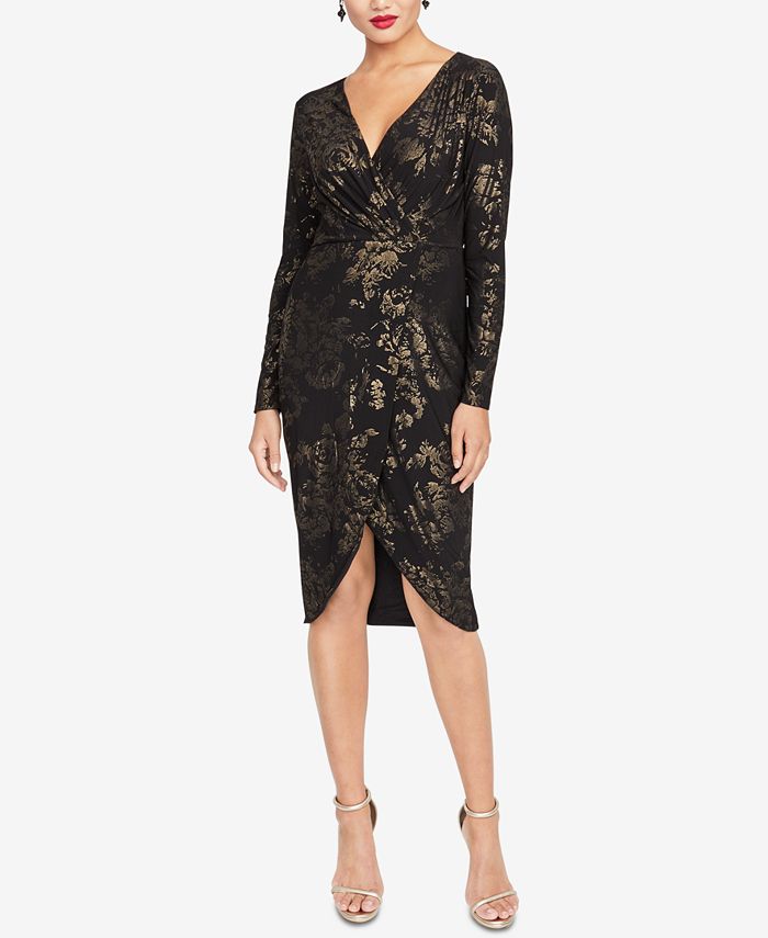 Rachel roy pleated shop metallic wrap dress
