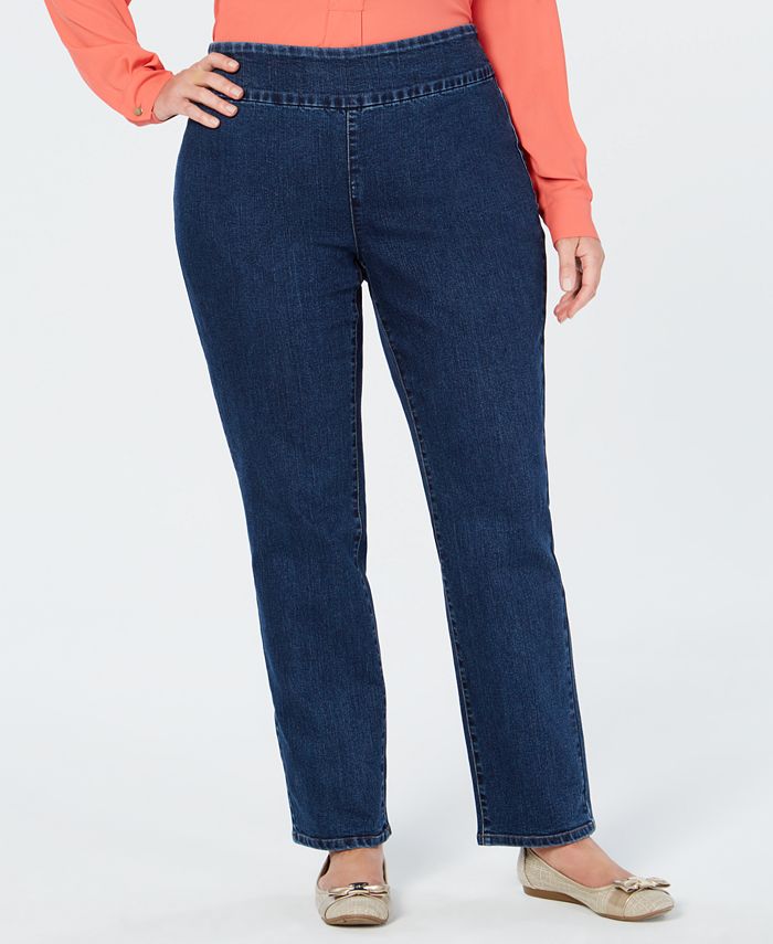 Charter Club Plus Size Cambridge Pull-On Slim Leg Jeans, Created for ...