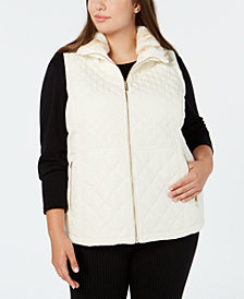 Calvin Klein Plus Size Quilted Vest With Faux-Fur Collar