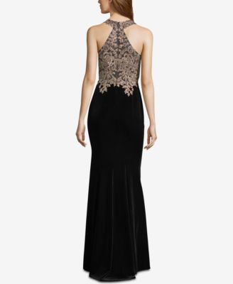 Robe Cocktail Xscape En Velours Noir - Une épaule, Taille 12, Neuve Avec étiquettes, 179$