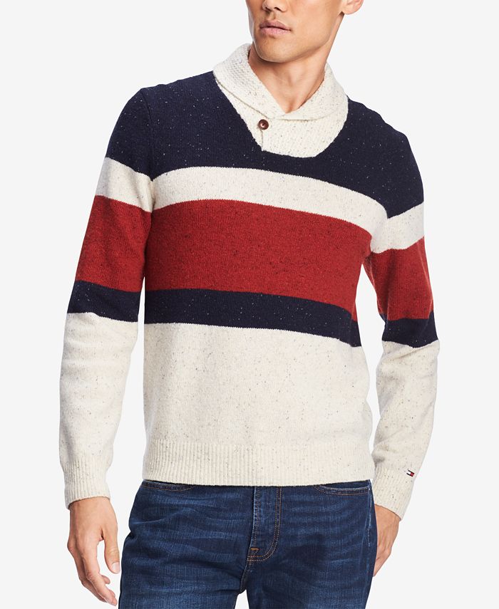 Tommy Hilfiger Men's Spokane Stripe Shawl-Collar Sweater, Created for ...