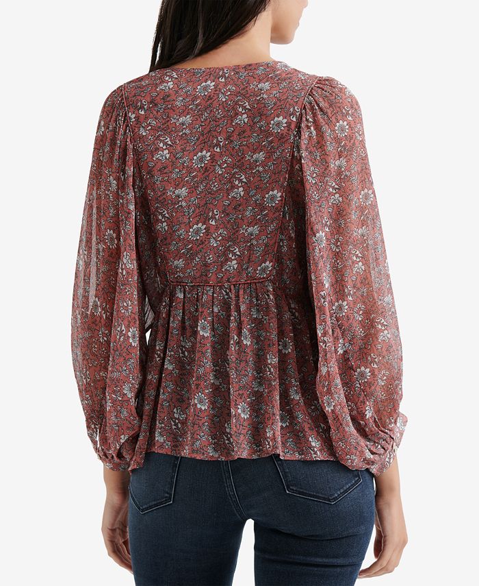 Lucky Brand Floral-Print Peasant Top & Reviews - Tops - Women - Macy's
