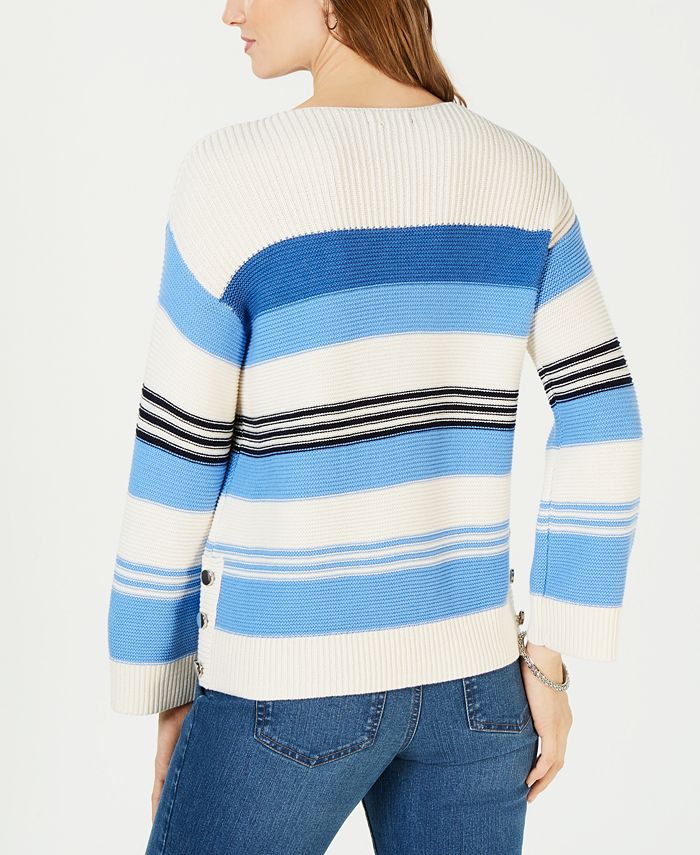 Charter Club Striped Button-Trim Sweater, Created for Macy's & Reviews ...