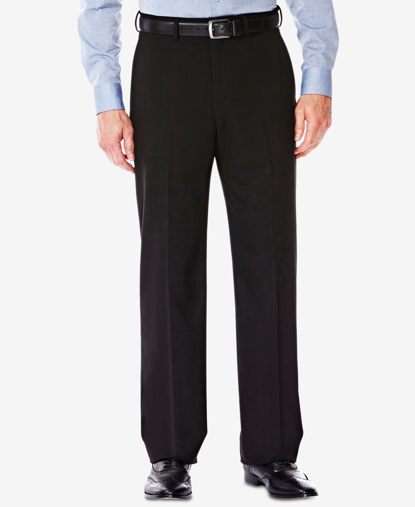 Мужские брюки Haggar Premium Stretch Classic-Fit Flat Front Suit, цвет: Чёрный — фото 1