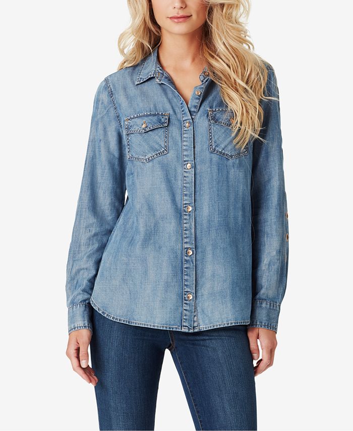 Jessica Simpson Juniors Petunia Grommet Button Up Shirt Macy s