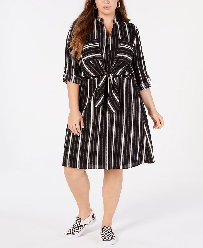 Monteau Trendy Plus Size Striped A-Line Dress - Macy's