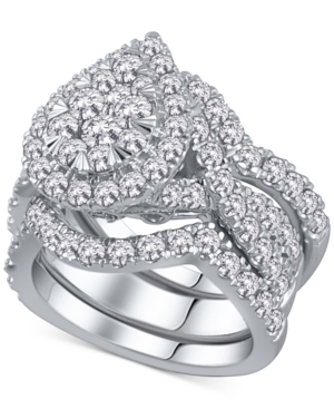 image of 3-Pc. Diamond Pear Cluster Bridal Set (2 ct. t.w.) in 14k White Gold