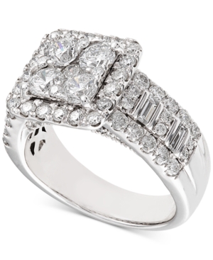 image of Diamond Square Cluster Engagement Ring (2-1/2 ct. t.w.) in 14k White Gold