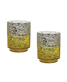 Set Of 2 Lemon Ombre Flared Vases
