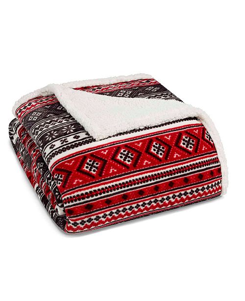 Eddie Bauer Classic Fair Isle Black Sherpa Twin Blanket & Reviews