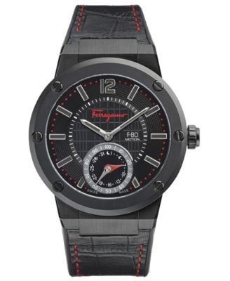 Ferragamo - Men's Swiss F-80 Black Leather on Caoutchouc Strap Smartwatch 44mm FAZ02 0016