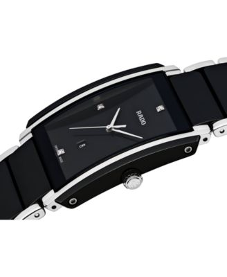 Unisex Swiss Integral Diamond Accent Black Ceramic and Stainless Steel Bracelet Watch 31mm R20206712