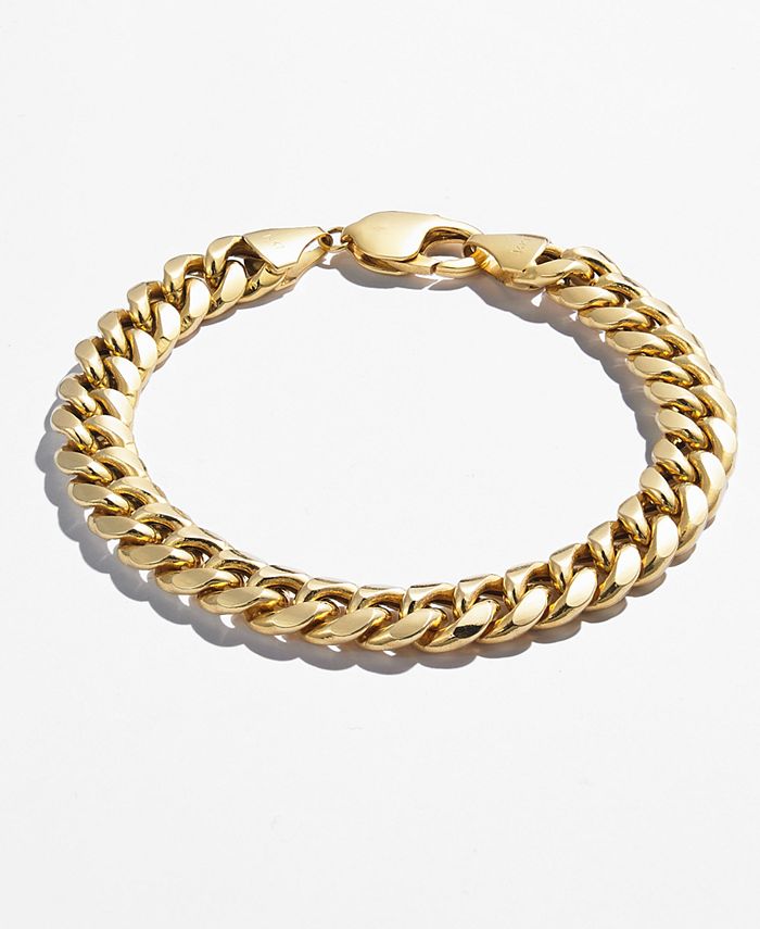 Macy's Men's Cuban Chain Link Bracelet in 14k Gold - Macy's