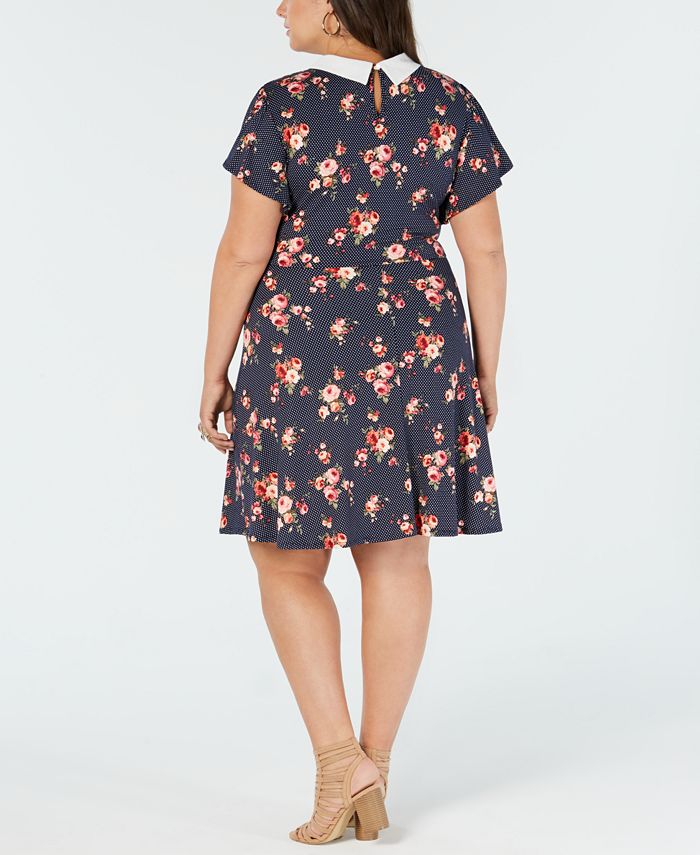 Monteau Trendy Plus Size Collared A-Line Dress - Macy's