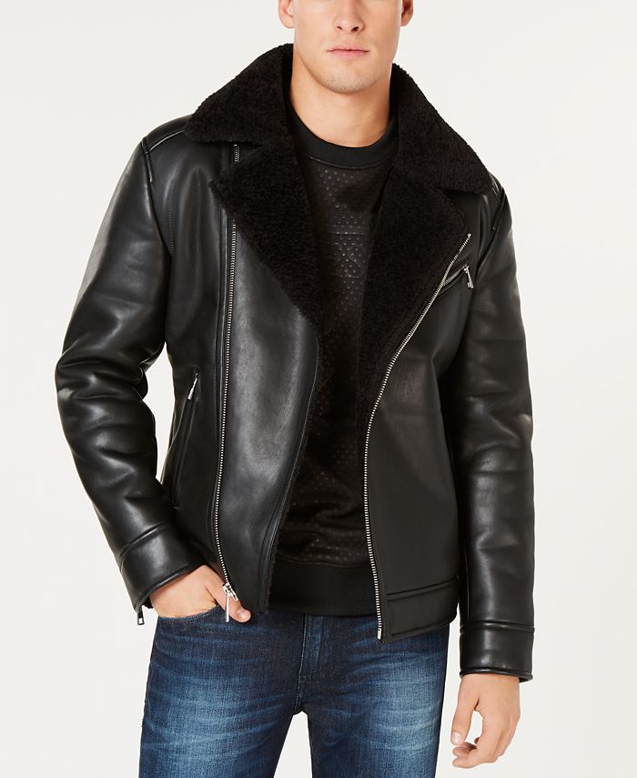 GUESS Men's Asymmetrical Faux Leather Moto Jacket, Created for Macy's -  Macy's