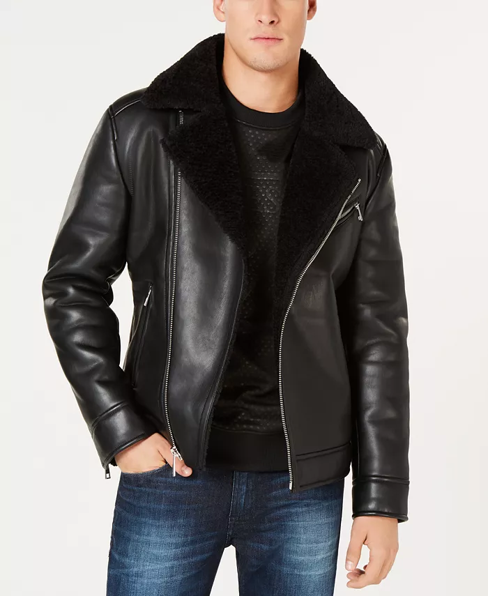 macys.com | Asymetrical Faux Leather Moto Jacket