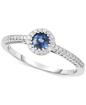 image of Sapphire (3/8 ct. t.w.) & Diamond (1/8 ct. t.w.) Ring in 14k White Gold